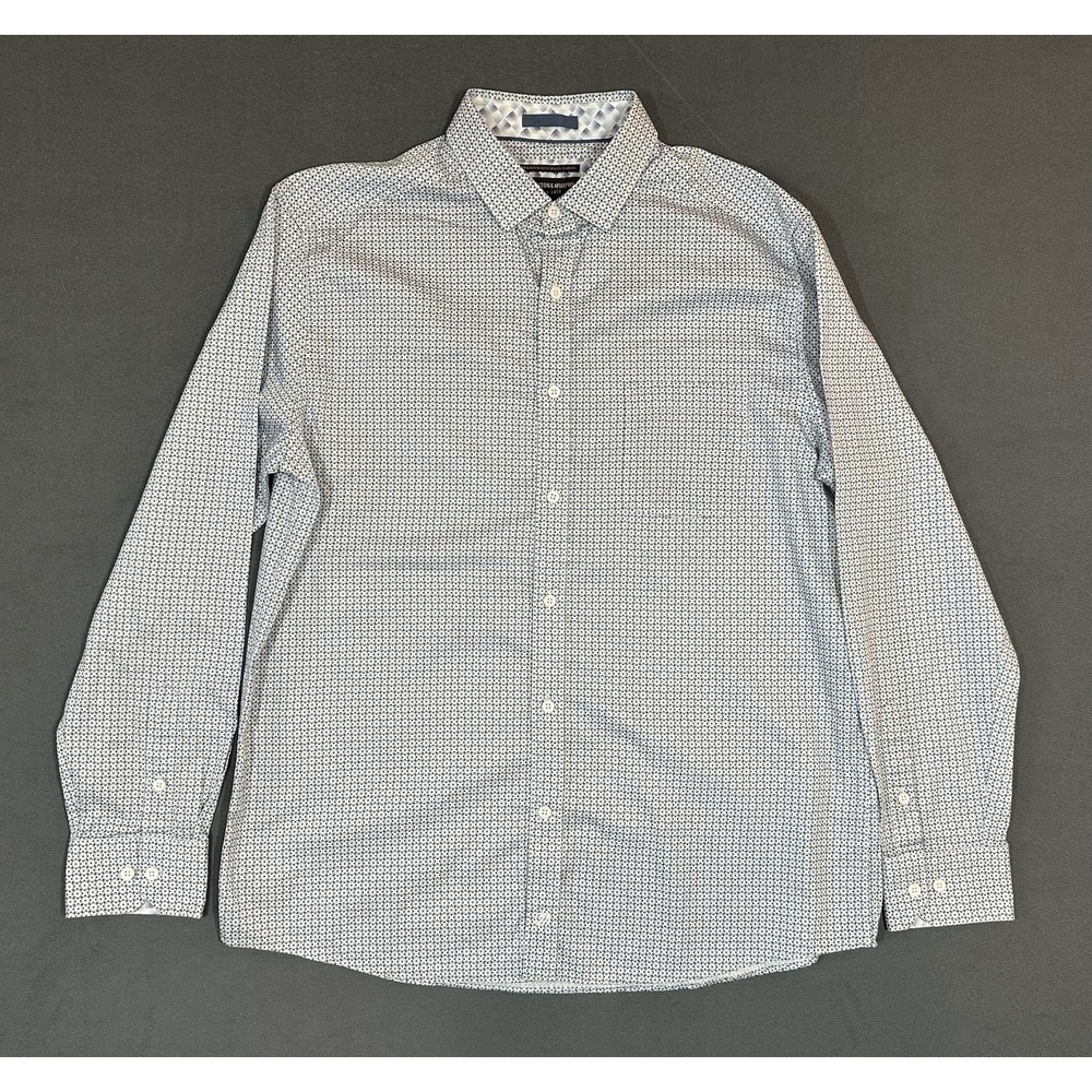 Johnston & Murphy Shirt Mens 100% Cotton Button Up Long Sleeve Flower Size L‎